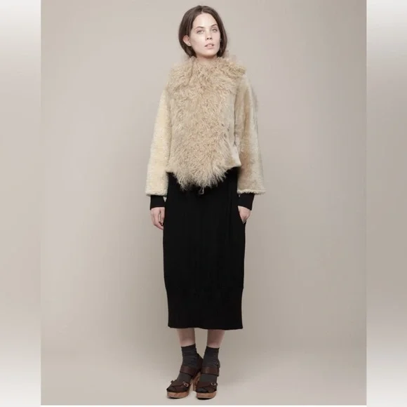 RARE OPENING CEREMONY Patchwork Shearling Jacket 100% Shearling Lamb Size medium - Picture 4 of 11